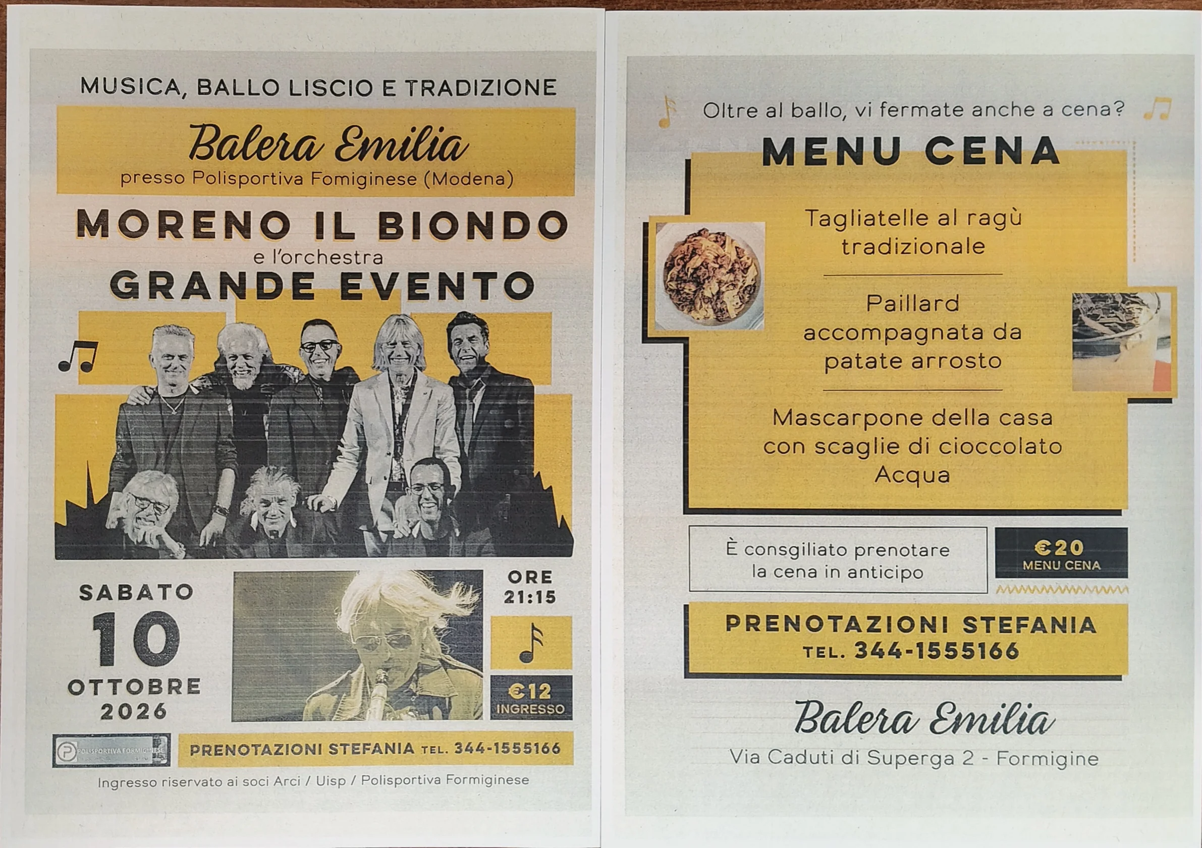 Evento: Balera Emilia presenta Moreno il Biondo con l'Orchestra Grande Evento