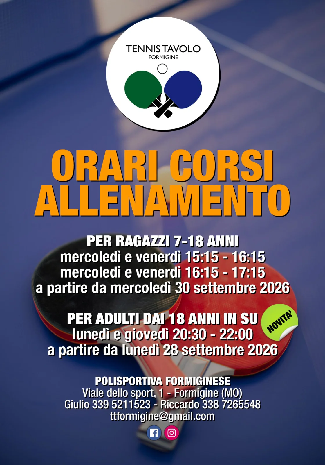corso tennis tavolo